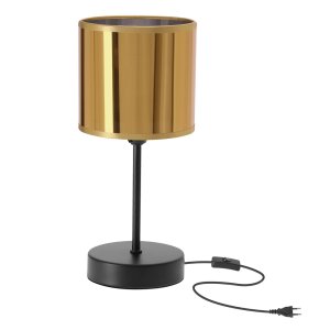 BETA lampka stołowa czarny 1x40W E14 abażur złoty błyszczący
