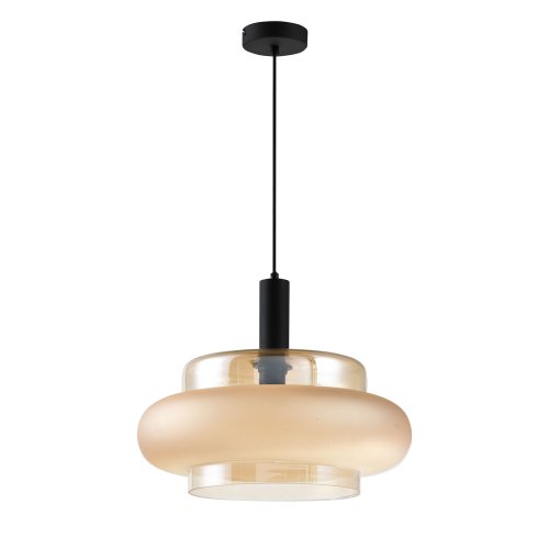 Lampa wisząca Brizi szklana pojedyncza bursztynowy klosz do jadalni