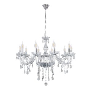Závesná lampa Cristallo chróm 10x40W E14 priehľadná