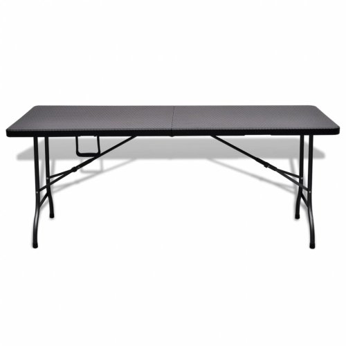 Skladací záhradný stôl 180x75 cm čierna imitácia ratanu
