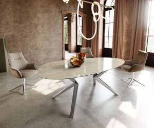 Jedálenský stôl Edge Oval 220x120 keramický Iris FMG Onice Oro