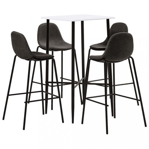 Barový set 5ks textil / bílá Dekorhome