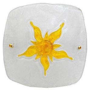 Stropní skleněná lampa Sun bílo-žlutá