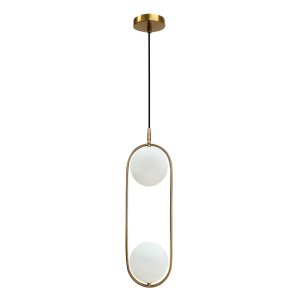 Závěsná lampa Cordel, kartáčované zlato, 2x28W, G9, bílé stínidlo