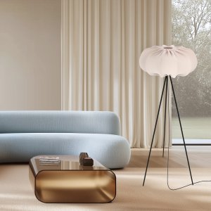 Stojací lampa CAFEE’ s béžovým stínidlem na frappé 52 cm - skandinávská stojací lampa E27