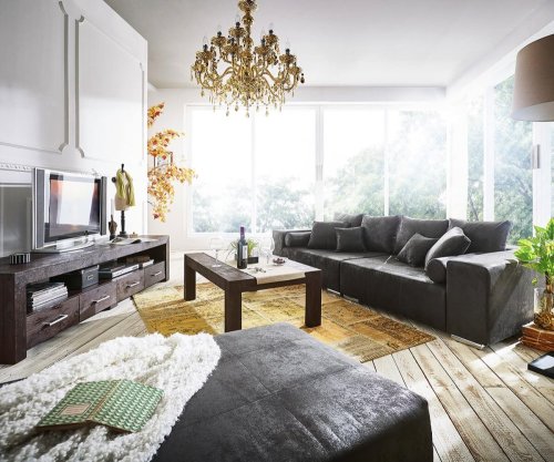 Velká pohovka Marbeya 285x115 cm Antracit Antique Look Stolička