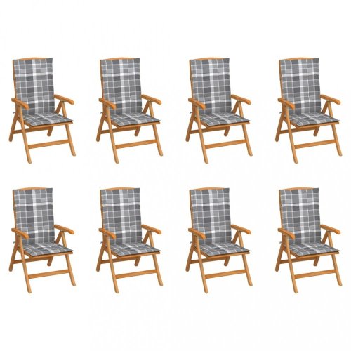Skládací zahradní židle s poduškami 8 ks teak / látka Dekorhome - BAREVNÁ VARIANTA: Světle zelená
