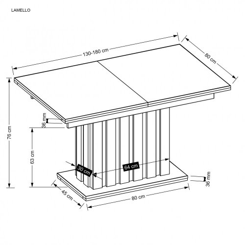 Rozkládací jídelní stůl LAMELLO - ROZMĚR: 160-210x90x76 cm