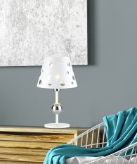 Stolová lampa Batley Ledea s otvormi, biela