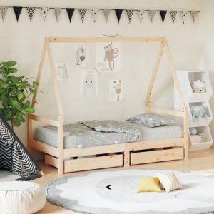 Dětská postel se zásuvkami 80 x 160 cm masivní borové dřevo