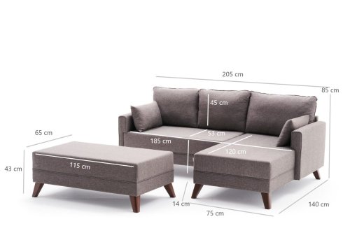 Rohová rozkladacia pohovka Bella Mini Corner Sofa Right - Brown