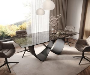 Jedálenský stôl Edge 180-220x100 keramika Laminam® Emperador Extra