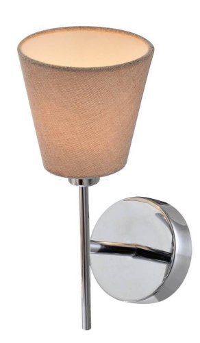 Chrómová nástenná lampa s kužeľovým tienidlom z látky E14 Vox