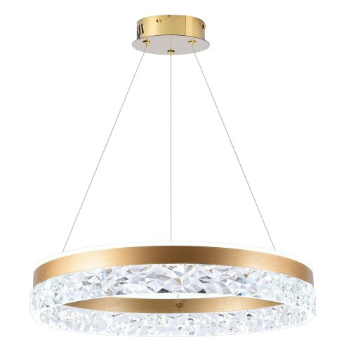 Okouzlující závěsná lampa FROZI – zlaté stínidlo s krystaly – elegantní a moderní LED osvětlení obývacího pokoje
