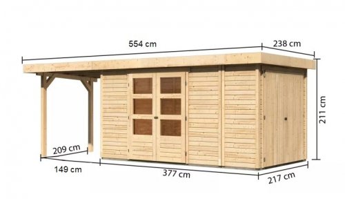 Drevený záhradný domček RETOLA 5 Dekorhome - ŠÍRKA: 601 cm