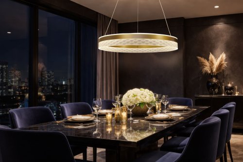 GLORIS lampa wisząca kawowy 36W LED 3000, 4500, 6500K kryształki bezbarwne