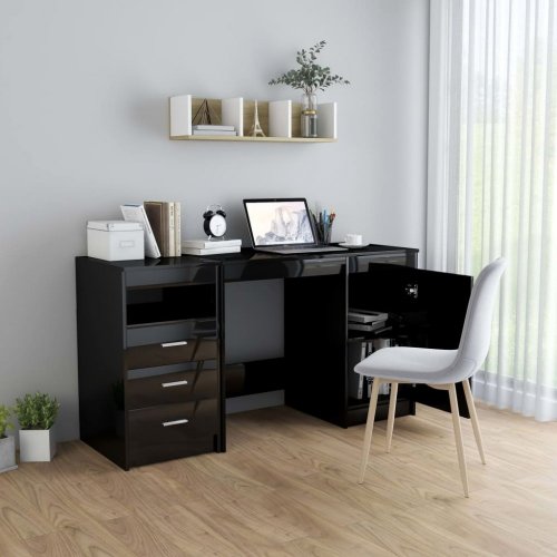 Písací stôl so zásuvkami a skrinkou 140x50 cm Dekorhome - BAREVNÁ VARIANTA: Čierna