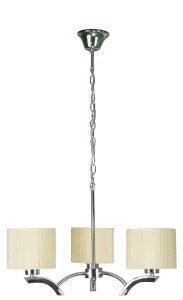 Závesná lampa chróm + krémové tienidlo 3x60W luster Draga