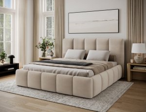 Posteľ Edvige + Drevený rám + Štandardný zdvih + kontajner 140x200