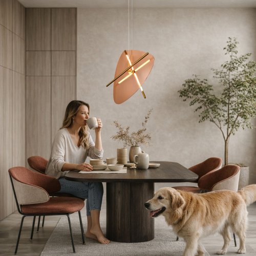 RELAX lampa wiszaca mosiężny 15W LED 3000K klosz bursztynowy