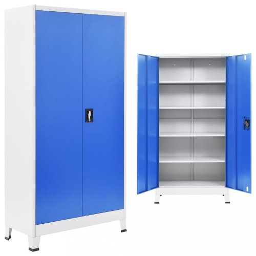 Kancelářská skříň šedá / modrá Dekorhome - ROZMĚR: 90x40x180cm