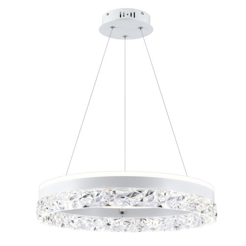 Očarujúca závesná lampa FROZI – biele tienidlo s kryštálmi – elegantné a moderné LED osvetlenie obývačky