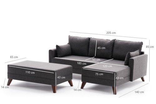 Rohová rozkladacia pohovka Bella Mini Corner Sofa Right - Anthracite