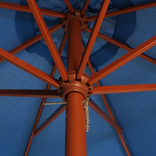 Slunečník s dřevěnou tyčí Ø 300 cm Dekorhome - BAREVNÁ VARIANTA: Modrá