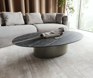 Konferenční stolek Casilda 150x90 cm keramika Laminam®Noir Desir hnědá