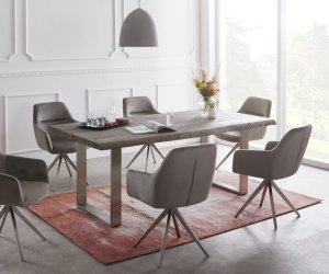 Jídelní stůl Edge 180x90 XL akácie platina nerezová ocel úzká podnož