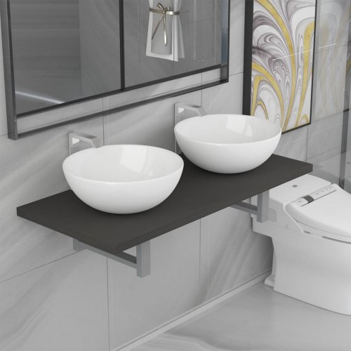 Kúpeľňový set 3 ks Dekorhome - BAREVNÁ VARIANTA: Čierna / biela
