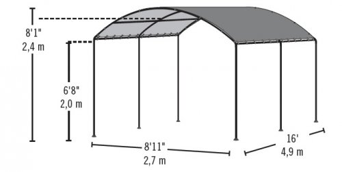 Plachtový přístřešek na auto 270 x 490 cm písková Dekorhome