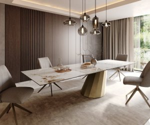 Jídelní stůl Edge 300x100 keramický Minas Melange bílo-béžový