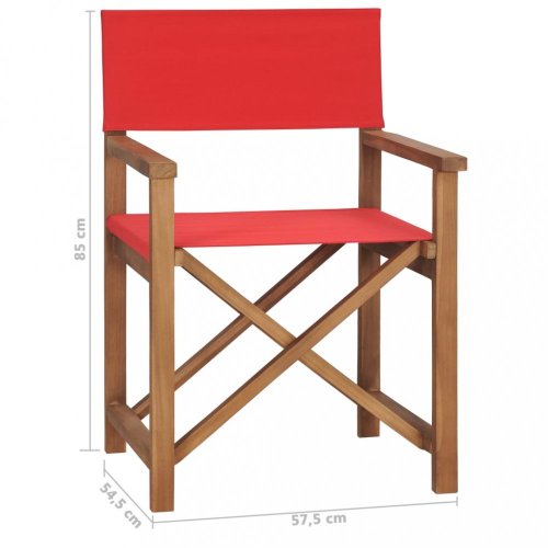 Režisérská židle teakové dřevo Dekorhome - BAREVNÁ VARIANTA: Červená