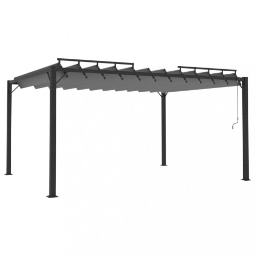 Pergola s lamelovou střechou 3 x 4 m hliník / látka Dekorhome - BAREVNÁ VARIANTA: Šedá