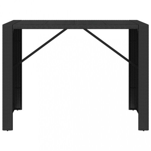 Barový stůl se skleněnou deskou černý 145x80x110 cm polyratan