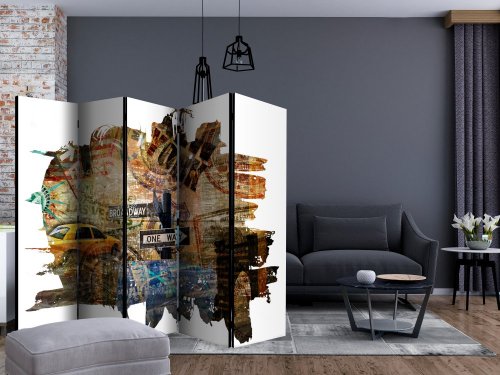 Paraván New York Collage Dekorhome - ROZMĚR: 225x172 cm (5-dílný)