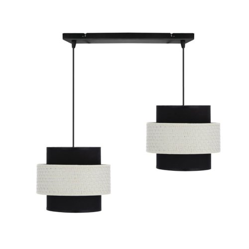 Závesná lampa Benta čierna 2x40W e27 tienidlo čierne+krémové