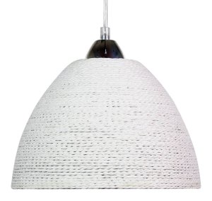 Závesná lampa z bieleho pleteného povrázku