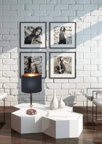 Čierna/medená kancelárska stolová lampa Violino 60W E14