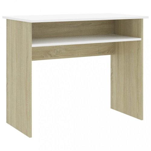 Písací stôl s policou 90x50 cm Dekorhome - BAREVNÁ VARIANTA: Dub sonoma / biela