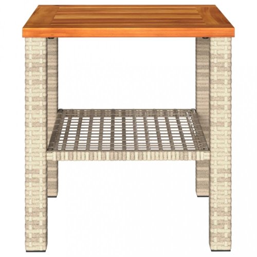 Zahradní stolek béžový 40 x 40 x 42 cm polyratan akáciové dřevo