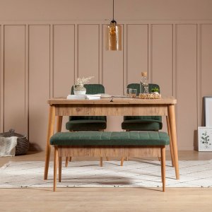 Jídelní set s rozkládacím stolem a židlemi (4 kusy) Vina 1070 - Green, Atlantic