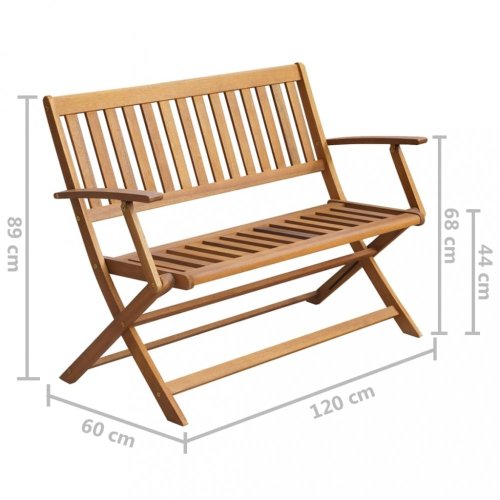 Skládací zahradní lavice s poduškou 120 cm akácie Dekorhome