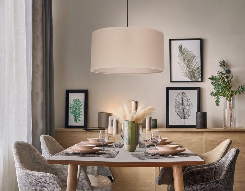 Závesná lampa SHANTI čierna 1x40W E27 béžové tienidlo