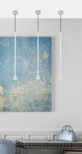 Závesná lampa Tucson Ledea, biela, dlhá