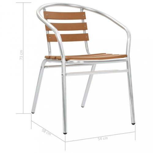 Stohovateľné záhradné stoličky 4 ks strieborná / hnedá Dekorhome