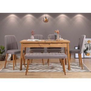 Jedálenský set s rozkladacím stolom a stoličkami (6 kusov) Santiago Atlantic Grey
