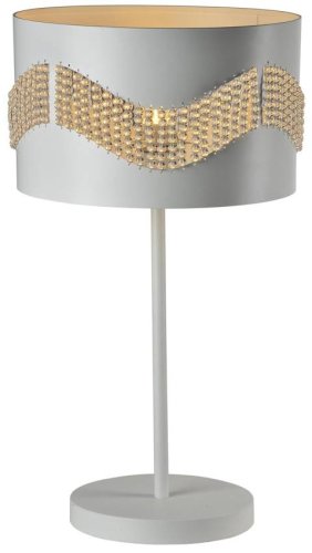 Bílá stolní lampa s korálky Antonio