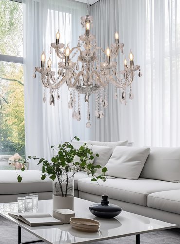 Závěsná lampa Cristallo chrom 12x40W E14 transparentní